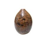 Hand Painted Gourd Vase With Figural Folk Art Design