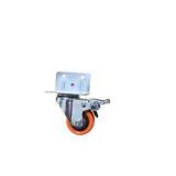 Set of 8 Orange Swivel Caster Wheels With Brakes & Mounting Screws