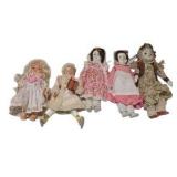Lot of 5 Small Collectible Dolls – Porcelain Dolls, Victorian Style & Ice Skater Ornament