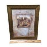 Pair of Framed Tuscan Landscape Wall Art Prints Gold Tone Frames Approx. 20x24