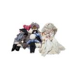 Lot of Cloth Folk Art Dolls – Amish Style, Handmade Fabric Dolls & Large White Lace Doll