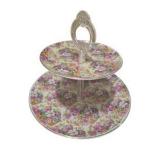 Floral 2-Tier Dessert Stand With Hans Christian Andersen Tile Coasters Lot