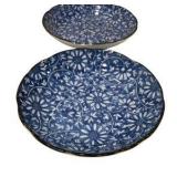 Japanese Blue Floral Bowls, Hand Painted Footed Dish & Porcelain Spoon Lot