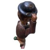 Vintage Hand Carved Wood Folk Art Figure Lot With Bottle Opener, Corkscrew, Barrel Holder and Picks