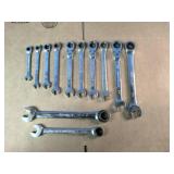 Mixed set of Pittsburgh brand ratcheting wrenches.