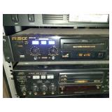 This is a professional karaoke equipment rack containing various audio components.