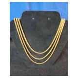 Brand New (3) 27" Gold Tone Rope Necklaces
