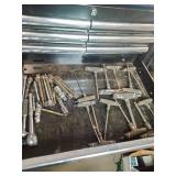 Craftsman black steel rolling tool cabinet and Husky Upper Cabinet full of tools