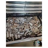 Craftsman black steel rolling tool cabinet and Husky Upper Cabinet full of tools
