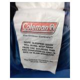 This is a Coleman blue quilted sleeping bag.