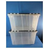 (2) Greenmade 12-Gallon Instaview Flip-Top storage tote in black and clear.