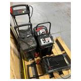 Pallet of Schumacher heavy-duty wheeled battery chargers and engine starters (untested sold as is)