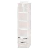 mDesign Fabric Hanging Organizer - Over Closet Rod Storage - 7 Shelves/3 Removable Drawers for Baby Nursery Bedroom Organization, Hold Clothes, Linens, Toys, Accessories, Jane Collection, Cream/White
