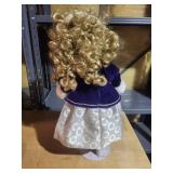 Collectible Blonde Doll in Formal Winter Outfit