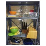 Mixed Kitchenware Lot - Bowls, Glasses, Cutlery, Knife Block & Plates