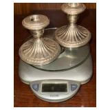 Pair Weighted Sterling Silver Candlesticks Fluted Base 3.5in Vintage