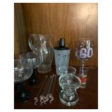 Mixed Barware Glass Lot Pitcher Shaker Margarita Glasses Novelty