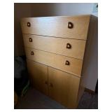 Vintage 2-Piece 3 Drawer Over 2 Door Storage Cabinet Oak Finish