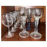 Mixed Stemware Glasses & Candlesticks Lot Smoky Blue Gray Goblets