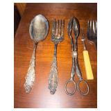 Vintage Silverplate Flatware Serving Utensils Souvenir Spoons 8 Pc Lot