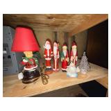 Christmas Decor Lot Santa Figurines Teddy Bear Lamp Tree Holiday Set