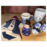 Assorted Snowman Christmas Decor Lot Plush Mug Figurines Goblet