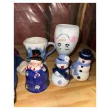 Assorted Snowman Christmas Decor Lot Plush Mug Figurines Goblet