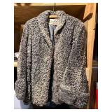 Robert Wallace Curly Lamb Fur Jacket Gray Vintage Womenâs Coat