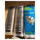 Metal Floor Vent Register Covers 4x12 Lot of 2 w/ Vent Filters Good
