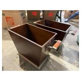 Pair Mid Century Modern Style Wood Planter Boxes w Metal Handles