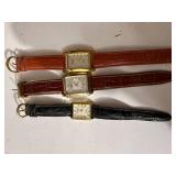 Gruen Kenneth Cole Stauer Rectangular Quartz Watch Lot 3 Gold Tone