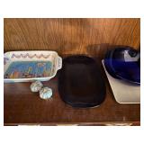 Mixed Serveware Lot Cobalt Glass Bowls Platter Ceramic Dish Shakers