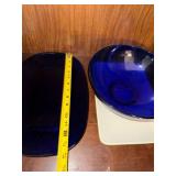 Mixed Serveware Lot Cobalt Glass Bowls Platter Ceramic Dish Shakers