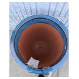ROUND GLAZED CERAMIC PLANTER 16.5 INCH BLUE