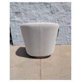 NEW HENREDON BOUCLE SWIVEL CHAIR WITH WOODEN PEDESTAL