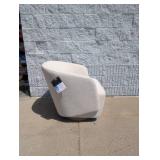 NEW HENREDON BOUCLE SWIVEL CHAIR WITH WOODEN PEDESTAL