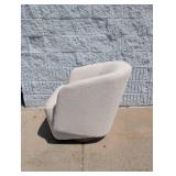NEW HENREDON BOUCLE SWIVEL CHAIR WITH WOODEN PEDESTAL
