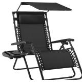 Best Choice Products 30” Wide Folding Zero Gravity Outdoor Recliner Patio Lounge Chair w/Adjustable Canopy Shade, Headrest, Side Accessory Tray