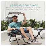 Best Choice Products 30” Wide Folding Zero Gravity Outdoor Recliner Patio Lounge Chair w/Adjustable Canopy Shade, Headrest, Side Accessory Tray