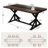 71" Modern Farmhouse Dining Table for 6-8 Person, Rectangular Wood Dining Table with Adjustable Feet - ****Chairs Not Included