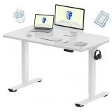 One-Piece Standing Desk, 48"x24" Seamless Desktop Electric Height Adjustable Desk for Home Office, Multi-Monitor Setups & Easy Assembly, White