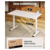 One-Piece Standing Desk, 48"x24" Seamless Desktop Electric Height Adjustable Desk for Home Office, Multi-Monitor Setups & Easy Assembly, White