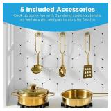 Best Choice Products Pretend Play Wooden Farmhouse Kitchen Set for Kids w/Toy Storage, Clicking Knobs, Windows, 5 Accessories Included - White