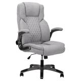 Office Chair, Executive Chair with High Back and Adjustable Armrest, Desk Swivel Chair, Height-Adjustable -Leather Cream Color