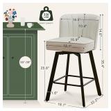 SAECKBERG 360°Swivel Counter Height Bar Stools with Back, 26 inch Solid Wood Legs, Bar Stool Modern Kitchen Island Chairs
