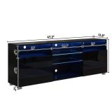 ChVans LED TV Stand for 55 inch TV, High Glass Modern Entertainment Center with LED Lights and Glossy Cabinets - Black