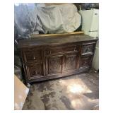 Large Antique Solid Oak Dresser 66 inches wide, 21 inches deep, 37 inches tall