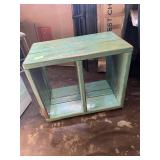 Teal  & Wood Distressed Wooden Storage Shelf - 30 inches wide, 18 inches deep, 26 inches tall