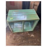 Teal  & Wood Distressed Wooden Storage Shelf - 30 inches wide, 18 inches deep, 26 inches tall