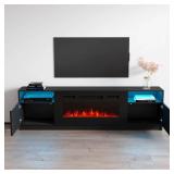 High-gloss white entertainment center **Fire Place SOLD SEPERATLY